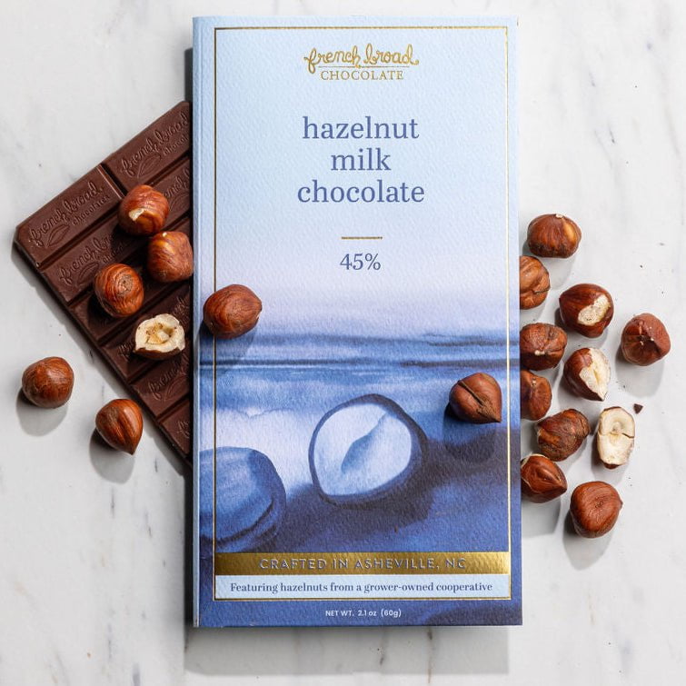 Hazelnut Milk Chocolate 45% – French Broad Chocolate