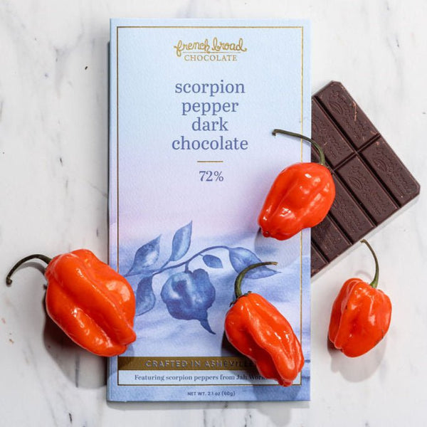 Scorpion Pepper Dark Chocolate 72% – French Broad Chocolate