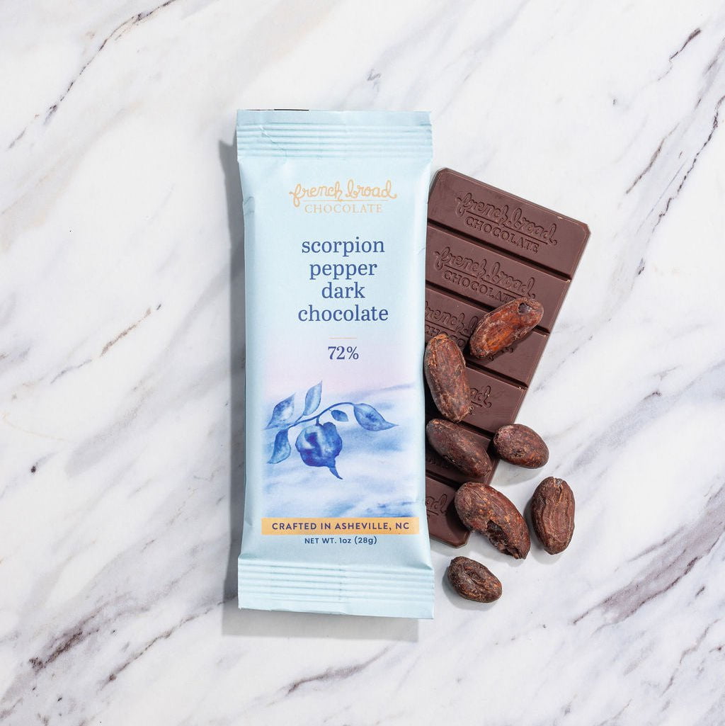 Scorpion Pepper Dark Chocolate 72% – French Broad Chocolate